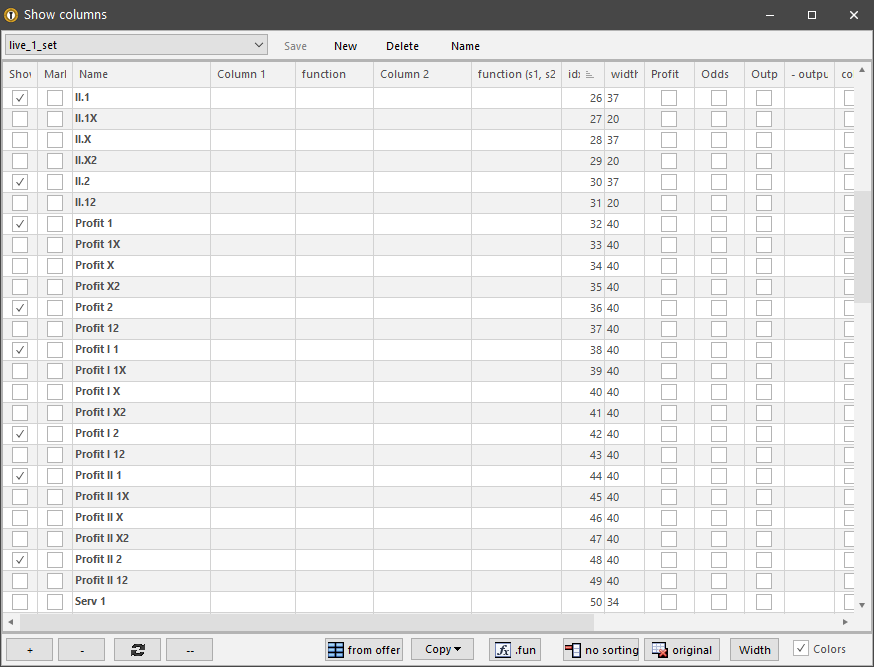 Live odds at the Offer window