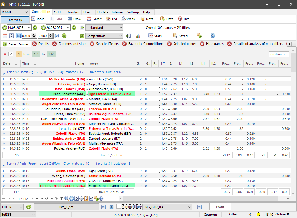 Live odds at the Offer window